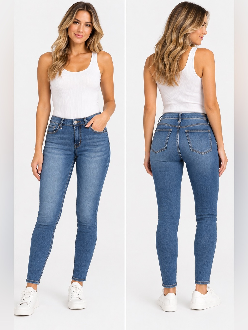 1822 Denim Skinny Jeans in Medium Blue